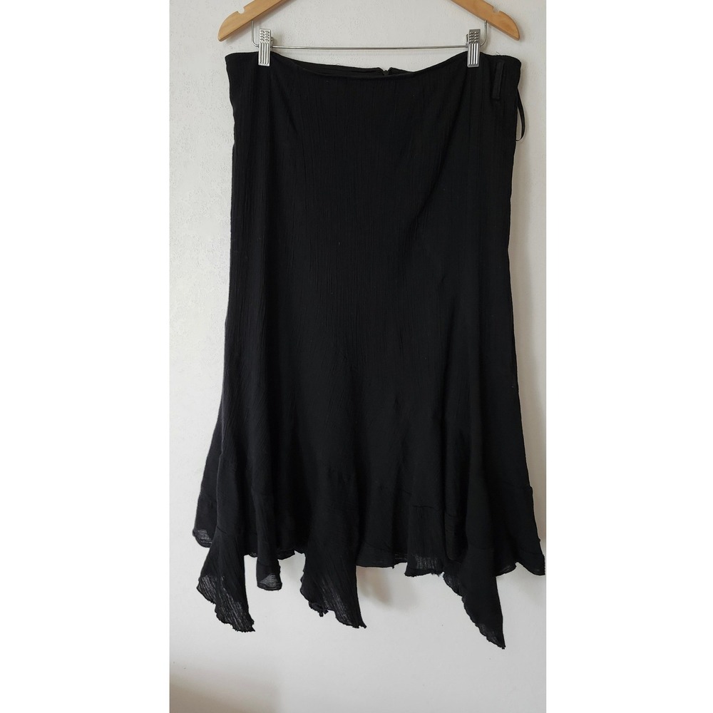 Vintage Faded Glory Black Gauze Asymmetrical Midi Skirt Whimsigoth Dark Fairy 16